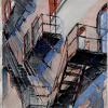 "Westside Fire Escape" 38x31" Pastel, Charcoal, and Gesso on paper, 2005 SOLD